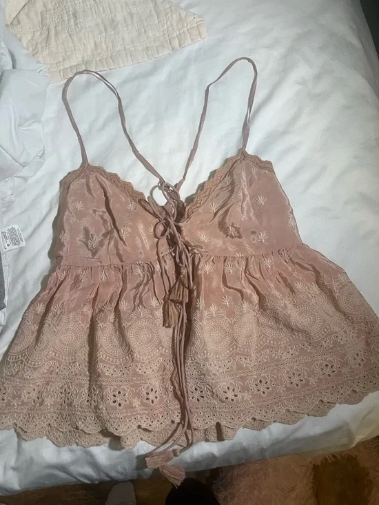 Free people babydoll  Rose Blush Lace Tassel Cami - Picture 2 of 4